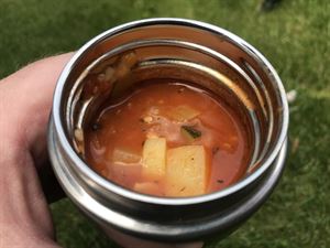 Fill a flask with soup (Photo by Iain Duff)