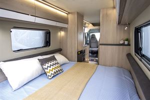 The double bed in the Benimar Benivan 122 campervan