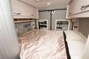 The main bed in the Auto-Sleepers Fairford campervan