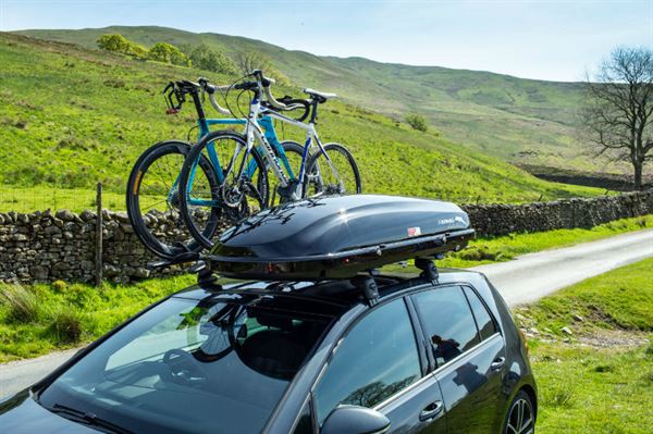 roof box and bike rack together