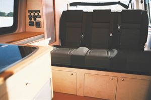 Interior seating in the Newbourne Campers VW T6.1 campervan - picture courtesy of Spacesuit Media/Jamie Sheldrick