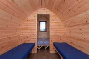 Inside one of the new camping pods at Harbour Side Caravan Site, Maryport, Cumbria