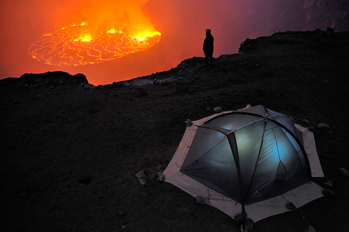 camping at a volcano