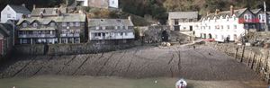 Clovelly's harbour with houses built right on the shore