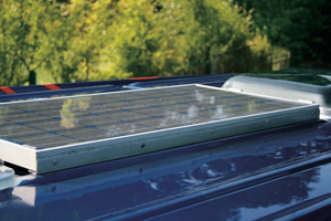 Solar panel installed on motorhome roof
