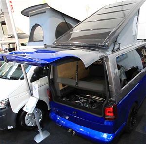 Over £200,000 worth of VW campervan pushed into a corner of the Dusseldorfshow