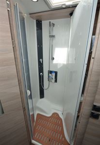 Swing-wall creates a semi-separate shower