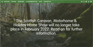 Scottish caravan show cancellation message on website (photo courtesy of ccmshow.co.uk)
